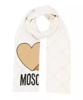 Шерстяной шарф с абстрактным узором Moschino, белый