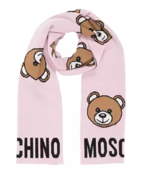 Шерстяной шарф с абстрактным узором Moschino, розовый