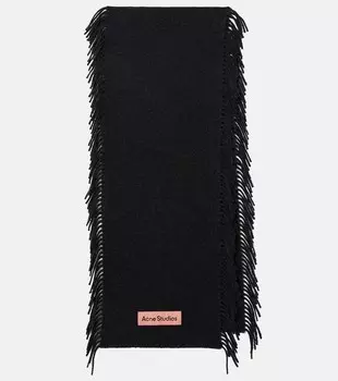 Шерстяной шарф с бахромой Acne Studios, Black Melange