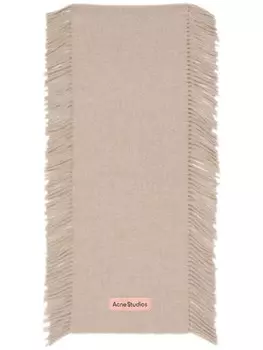 Шерстяной шарф с бахромой Acne Studios, нейтральный цвет