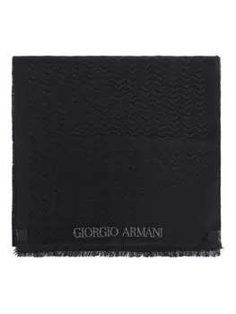 Шерстяной шарф с бахромой Giorgio Armani, черный