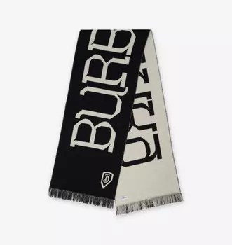 Шерстяной шарф с бахромой и фирменным принтом Burberry, черный