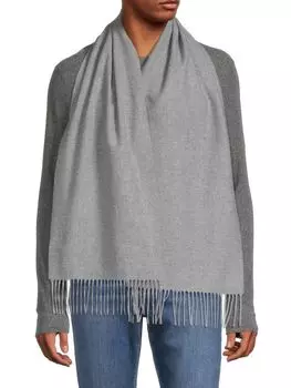 Шерстяной шарф с бахромой и логотипом Moschino, цвет Light Grey