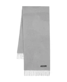 Шерстяной шарф с бахромой Moschino, серый