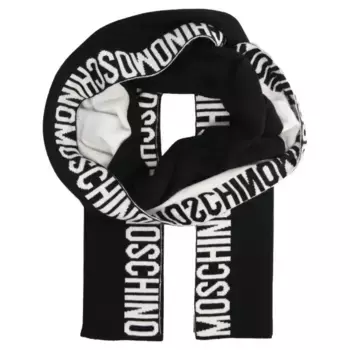 Шерстяной шарф с добавлением кашемира Moschino, черный