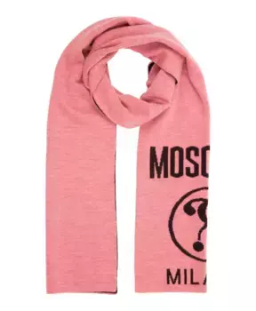 Шерстяной шарф с двойным вопросительным знаком Moschino, розовый