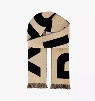 Шерстяной шарф с футбольным брендом Burberry, бежевый