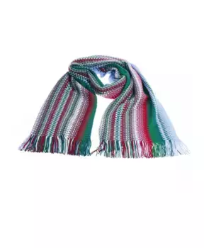 Шерстяной шарф с геометрическим рисунком и разноцветной бахромой Missoni, мультиколор