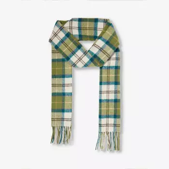 Шерстяной шарф с кисточками и принтом «тартан» Barbour, цвет ancient