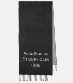 Шерстяной шарф с логотипом Acne Studios, Black/White