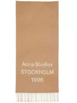 Шерстяной шарф с логотипом Acne Studios, коричневый