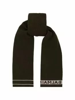 Шерстяной шарф с логотипом Balmain