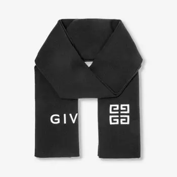 Шерстяной шарф с логотипом бренда 4g Givenchy, черный