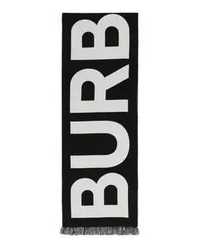 Шерстяной шарф с логотипом Burberry, черный