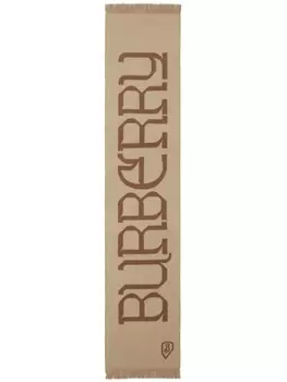 Шерстяной шарф с логотипом Burberry, коричневый
