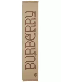 Шерстяной шарф с логотипом BURBERRY, коричневый