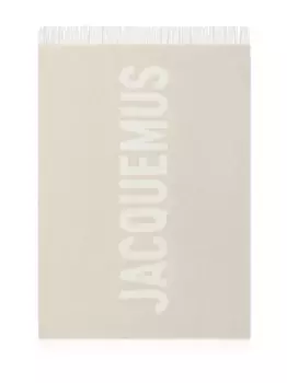 Шерстяной шарф с логотипом и жаккардом JACQUEMUS, нейтральный