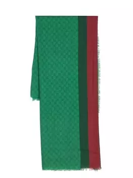 Шерстяной шарф с логотипом Interlocking G Gucci, зеленый
