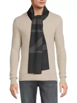 Шерстяной шарф с логотипом Lanvin, черный