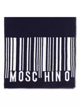 Шерстяной шарф с логотипом Moschino, черный