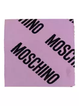 Шерстяной шарф с логотипом Moschino, фиолетовый