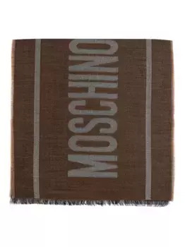 Шерстяной шарф с логотипом Moschino, коричневый