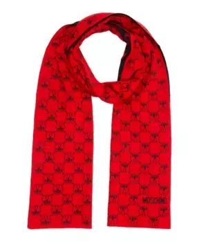 Шерстяной шарф с логотипом Moschino, красный