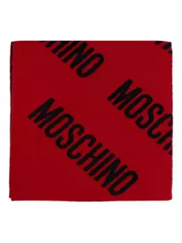 Шерстяной шарф с логотипом Moschino, красный