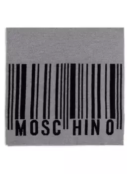 Шерстяной шарф с логотипом Moschino, серый
