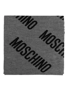 Шерстяной шарф с логотипом Moschino, серый