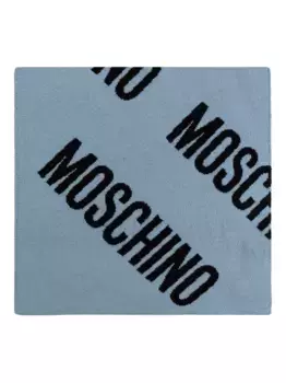 Шерстяной шарф с логотипом Moschino, синий