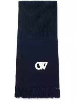 Шерстяной шарф с логотипом OW OFF-WHITE, черный