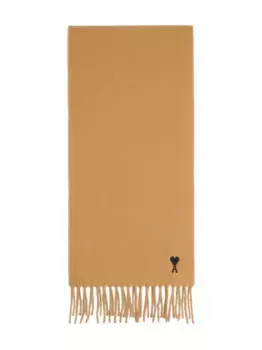 Шерстяной шарф с монограммой Ami de Coeur AMI Paris, коричневый