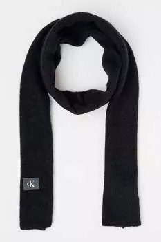 Шерстяной шарф с монограммой Calvin Klein Jeans, черный