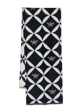 Шерстяной шарф с монограммой MCM, синий