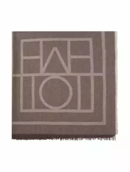 Шерстяной шарф с монограммой TOTEME, бежевый