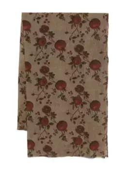 Шерстяной шарф с принтом граната Uma Wang, зеленый