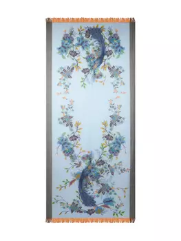 Шерстяной шарф с принтом «Павлины» ETRO, синий