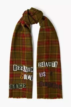 Шерстяной шарф с принтом VALENTINO GARAVANI, зеленый