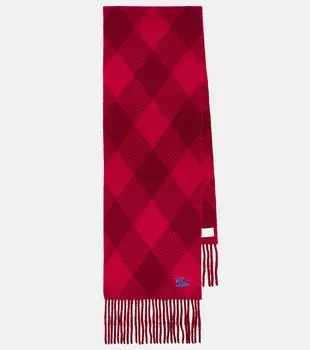 Шерстяной шарф с узором аргайл Burberry, красный