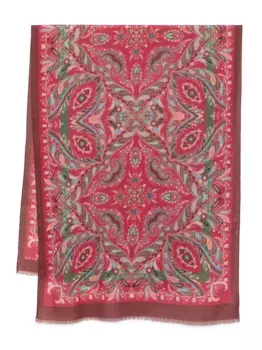Шерстяной шарф с узором пейсли ETRO, розовый