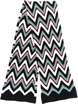 Шерстяной шарф с узором шеврон Missoni, черный
