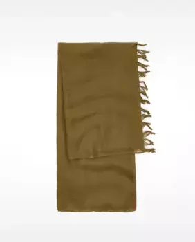 Шерстяной шарф с вышивкой и бахромой, однотонный Parfois, цвет Kaki