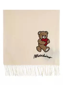 Шерстяной шарф с вышивкой Moschino, нейтральный