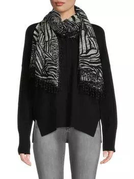 Шерстяной шарф с животным принтом La Fiorentina, цвет Ivory Black