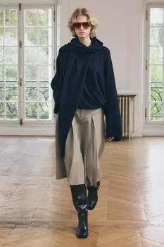 Шерстяной шарф-свитер ZARA, темно-синий