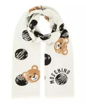 Шерстяной шарф Teddy Bear Moschino, белый