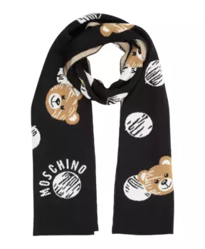 Шерстяной шарф Teddy Bear Moschino, черный