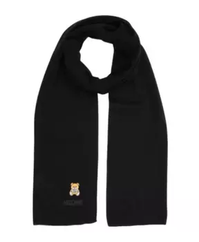 Шерстяной шарф Teddy Bear Moschino, черный