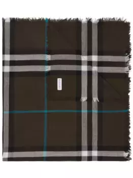 Шерстяной шарф в клетку BURBERRY, коричневый